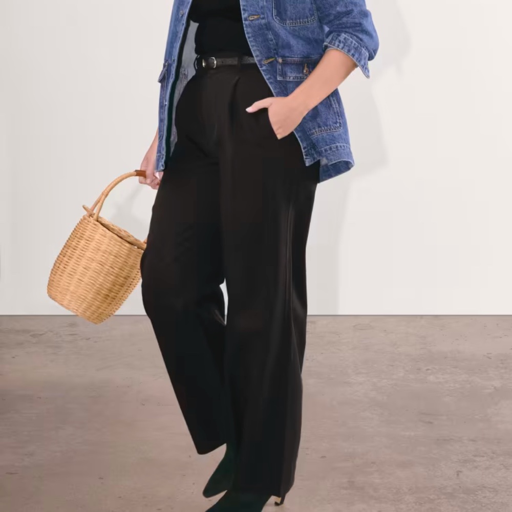 Everlane The Draper Pleated Pant in Buttersmooth in Black, Size 2S